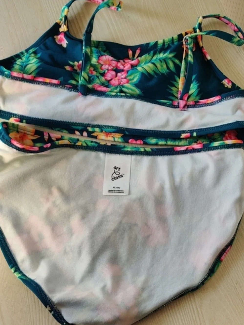 Art Class Girls Tropical Teal Bikini Size 14